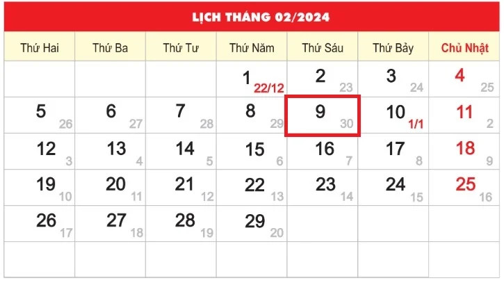 Lịch Tết 2024