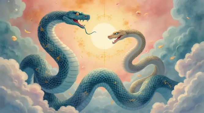 Hình ảnh đồ họa tuổi Tỵ với màu sắc rực rỡ và nghệ thuật