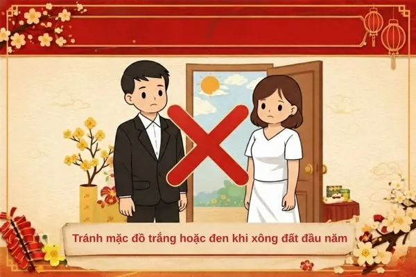 Không nên mặc đồ trắng hoặc đen khi xông đất