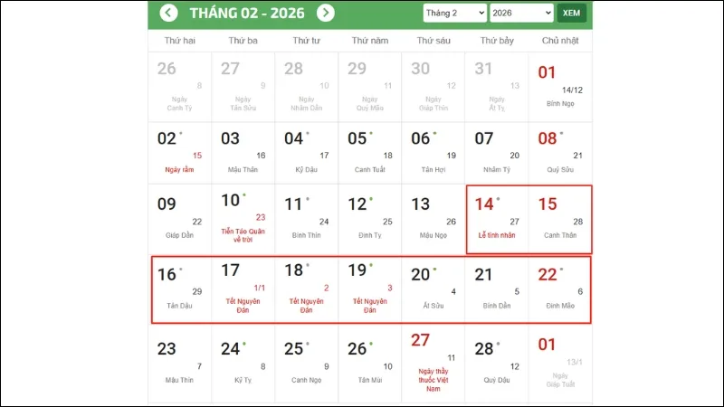 Bảng thông tin về 5 ngày nghỉ Tết Nguyên Đán chính thức theo luật