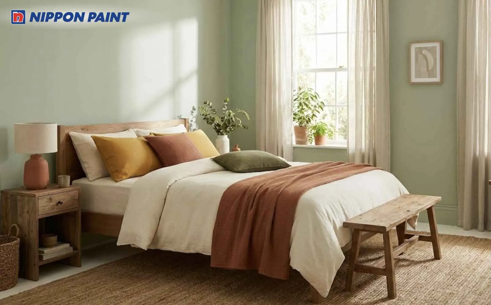Xanh lá nhạt làm nền giúp nuôi dưỡng mệnh Hỏa và tạo không gian mềm mại