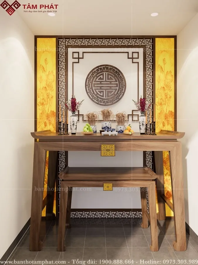 Bộ bàn thờ gỗ với thiết kế tinh xảo