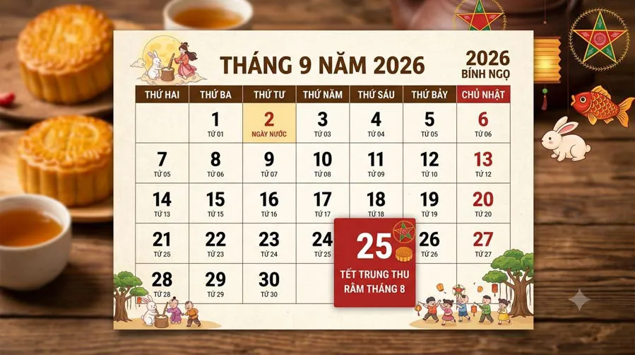 Hình ảnh về lịch Trung thu năm 2026