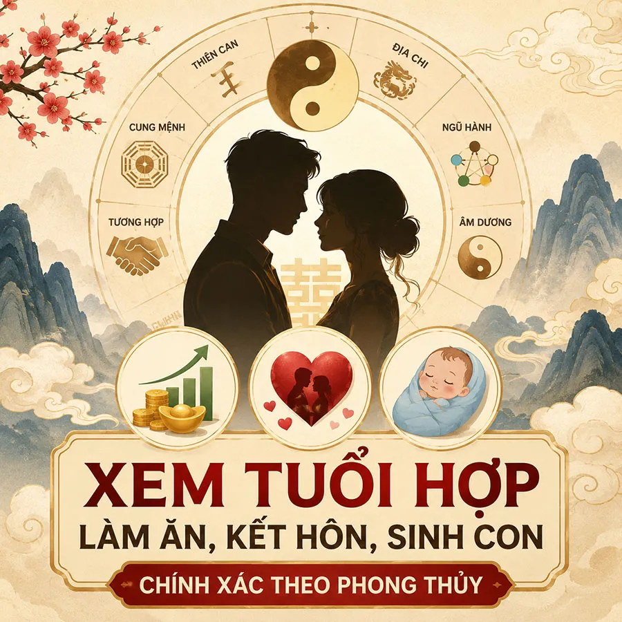 Xem tuổi hợp để làm ăn, kết hôn, hoặc sinh con theo phong thủy