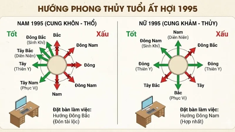 Hướng hợp của tuổi Ất Hợi 1995 cho Nam và Nữ mạng