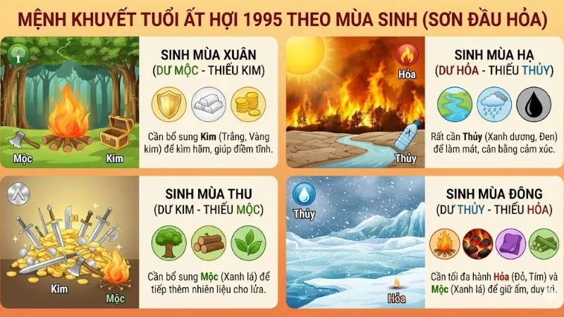 Mệnh khuyết của tuổi Ất Hợi 1995 theo mùa sinh