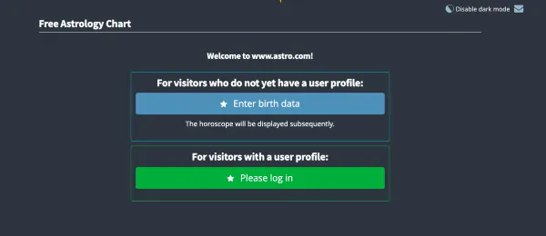 Chọn "Enter birth data" hoặc "Please log in"