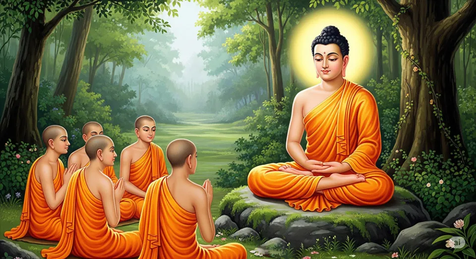 Đức Phật Thích Ca Mâu Ni giảng chân lý Tứ diệu đế lần đầu tiên tại vườn Nai