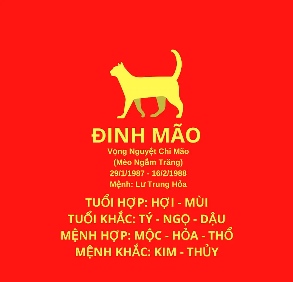 Gia chủ sinh năm 1987 tuổi Đinh Mão
